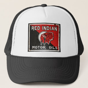 Boné O sinal indiano vermelho do óleo de motor oxidou