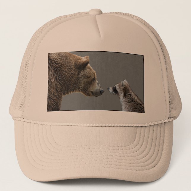 Boné O urso Grizzle encontra o guaxinim (Frente)