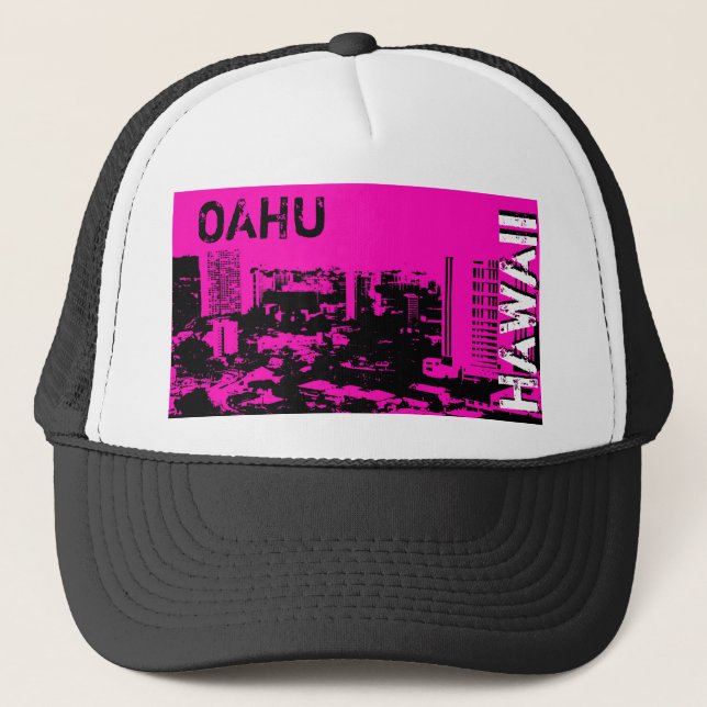 Boné Oahu Hawaii, cidade rosa, design, chapéu punk (Frente)