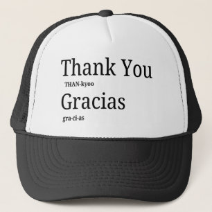 Boné Obrigado Gracias Bilingual Aprenda Inglês Espanhol