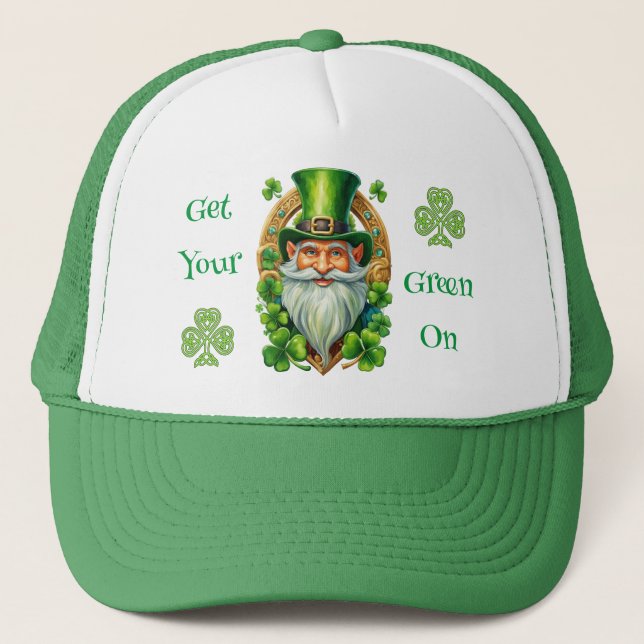 Boné Obtenha Seu Verde No Dia de São Patrício Leprechau (Frente)