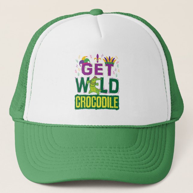 Boné Obter crocodilo selvagem Mardi Gras Alligator (Frente)