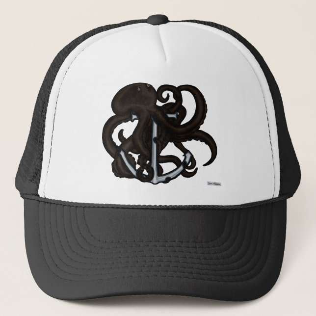 Boné Octopus Negro Sobre Âncora (Frente)