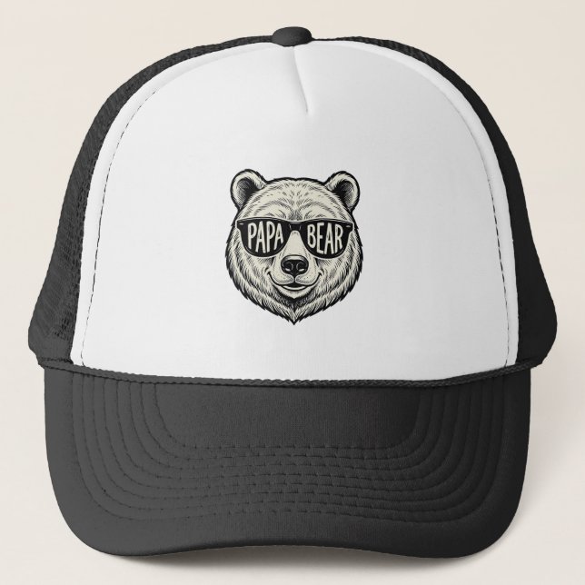 Boné Óculos de sol do Papai Urso Cabeça de Urso Design  (Frente)
