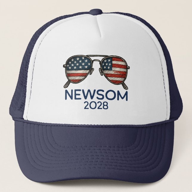 Boné Óculos de Sol Gavin Newsom 2028 Para Presidente (Frente)