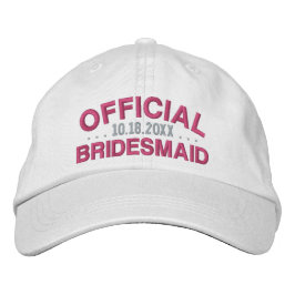 Boné Official Bridesmaid Fun Saying Date Pink White