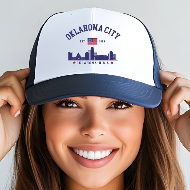Boné Oklahoma City Patriotic Skyline Baseball Cap (Criador carregado)
