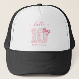 Boné Olá 10 Aniversário | Rosa Olá 10 Ano Personalizado