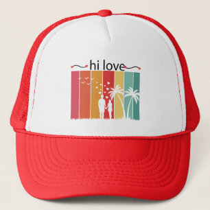 Boné Olá Amor Crepúsculo Retro Silhueta de Palmeira Bon