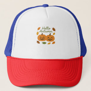 Boné Olá Outono Cute Sorriso Abóboras Camiseta Clássica