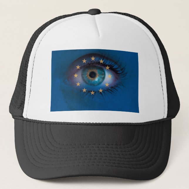 Boné Olhos em volta do conceito de fundo de bandeira da (Frente)