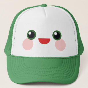 Boné Olhos Verdes Kawaii Rosto Feliz Doce Delícia
