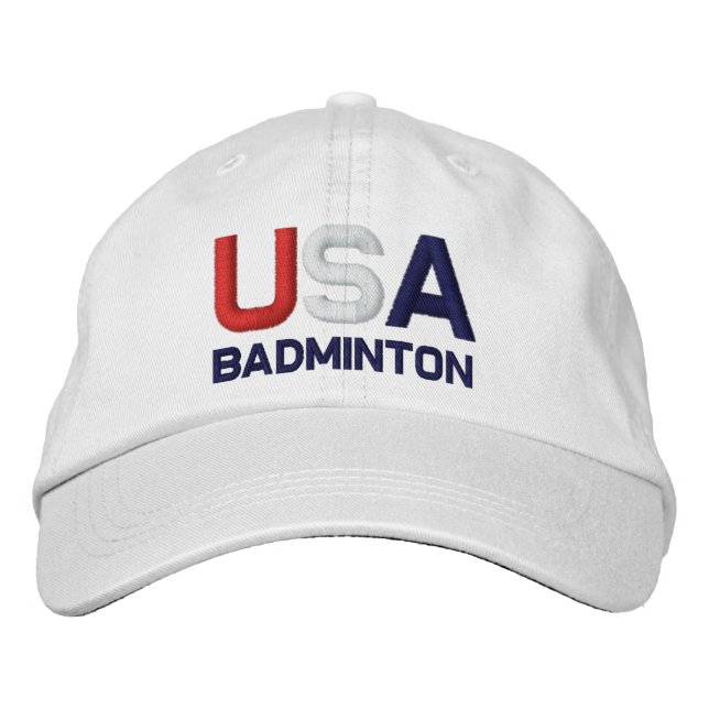 Boné OLIMPIADAS de Badminton dos EUA bordados White Hat (Frente)