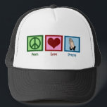 Boné Oração pelo Amor pela Paz<br><div class="desc">Um sinal de paz, coração, e duas mãos dobraram-se para rezar. Um belo dom religioso.</div>