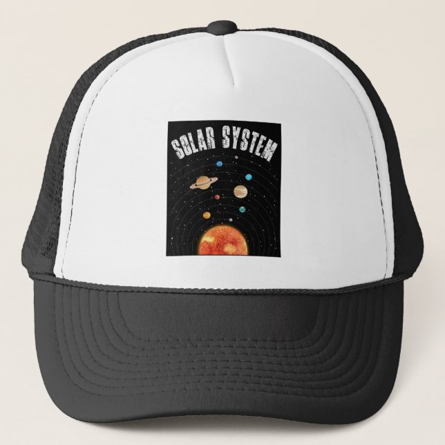 Boné Órbitas Vintage dos Planetas Astronômicas (Frente)