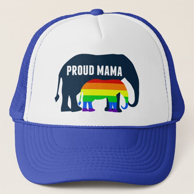 Boné Orgulho gay Mãe Orgulhosa Elefante Rainbow LGBTQ (Frente)
