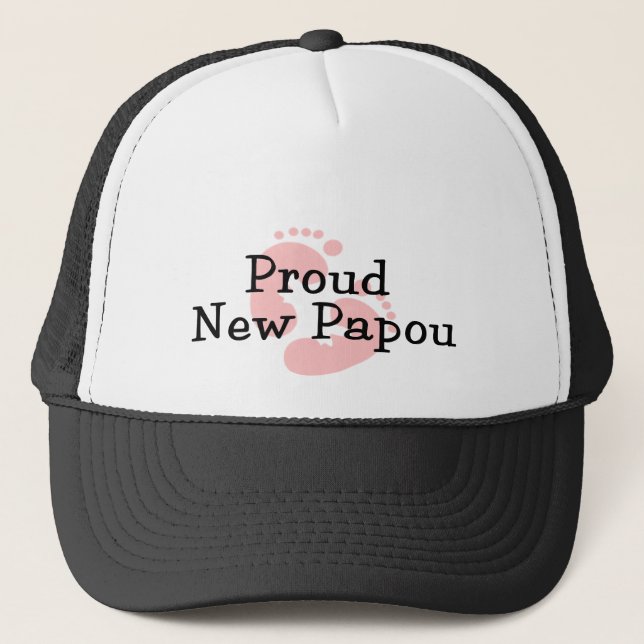 Boné Orgulhosas Novas Pegadas de Bebê Menina Papou (Frente)
