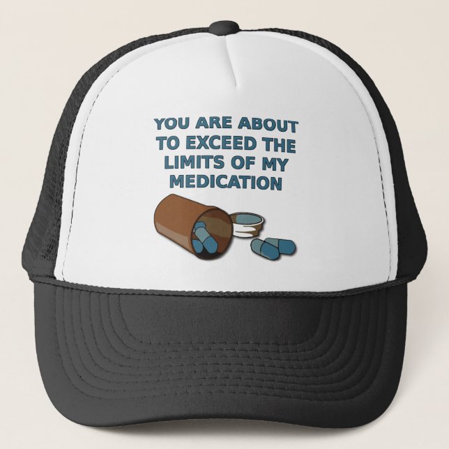 Boné Os Limites Da Minha Medicação Chapéu Funny Cap (Frente)