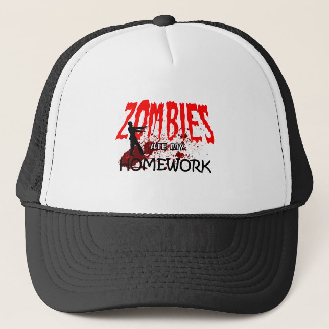 Boné Os zombis do chapéu do zombi comeram meus (Frente)