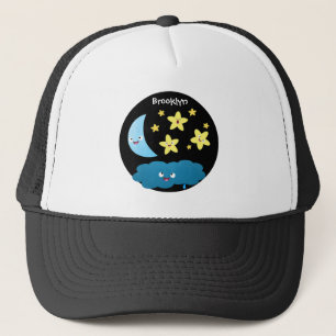 Boné Ótimas estrelas cantoras, lua e desenhos em nuvem