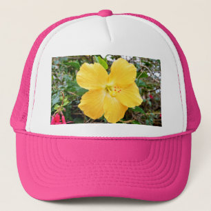Boné Ouro Yellow Hibiscus Flower, Damas de Caminhoneiro