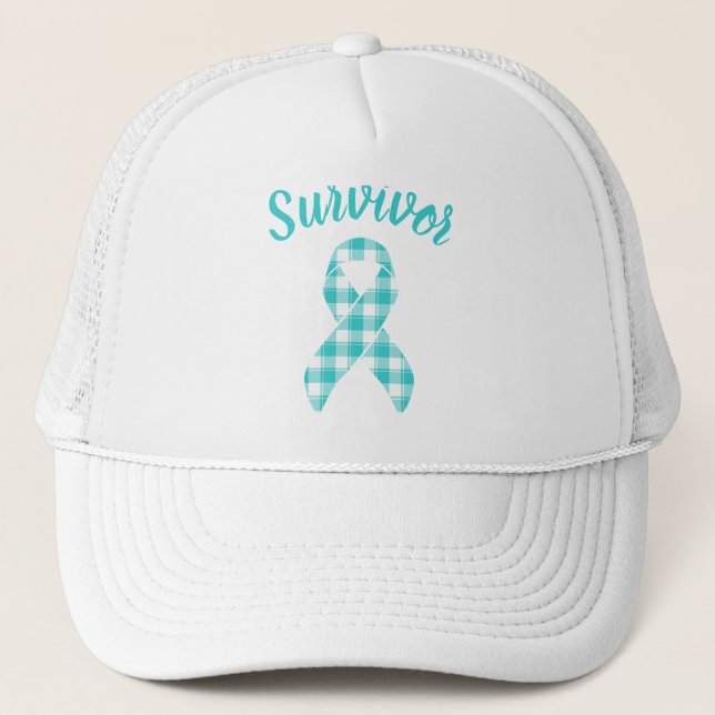 Boné Ovarian Cancer Awareness Teal Ribbon Survivor (Frente)