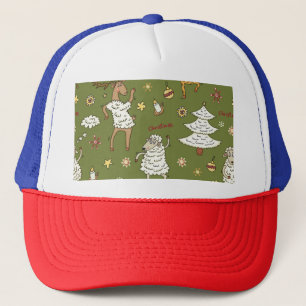 Boné Ovelha de Natal: Ilustração de Vintagem Animal.