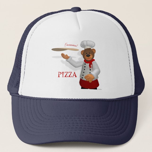 Boné Padeiro Dinky da pizza dos ursos (Frente)