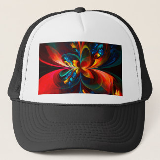 Boné Padrão Azul Laranja-Abstrato Floral Moderno #14