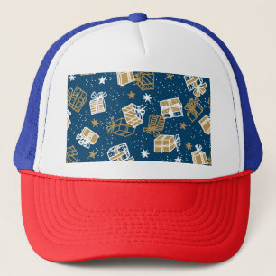 Boné Padrão das caixas de presentes nas férias de inver