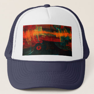 Boné Padrão de Abstrato de Arte Moderno Vermelho Azul-L