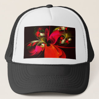 Boné Padrão de Abstrato de Arte Vermelha Verde Floral M