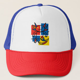 Boné Padrão de Arte Abstrata Divertido de Axolote Piet