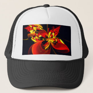 Boné Padrão de Arte Abstrata Floral Amarelo Vermelho Mo