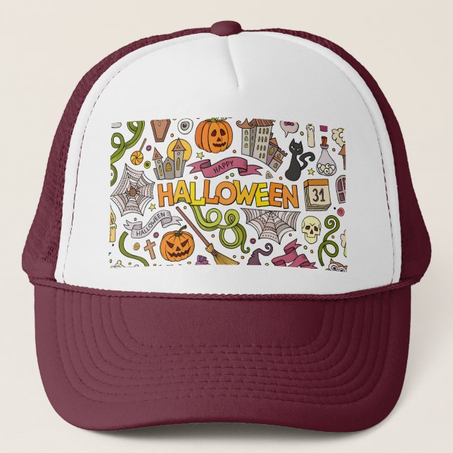 Boné Padrão de Desenho Fofo de Halloween (Frente)
