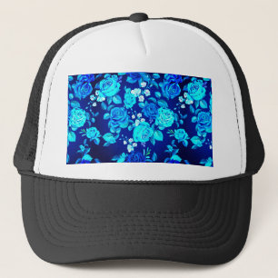 Boné Padrão de Flores de Rosa Azul Clássico-87600