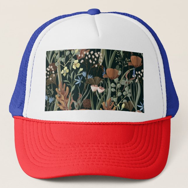 Boné Padrão de Flores Selvagens e Secas. (Frente)
