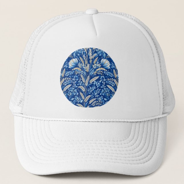 Boné Padrão de Fundo Azul do Modelo da Cevada 001 (Frente)