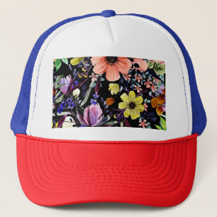 Boné Padrão de Jardim Sem Costura Floral de Aquarela