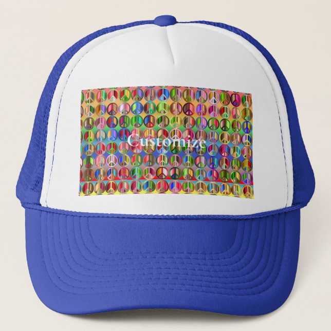 Boné padrão de símbolos de paz multicoloridos (Frente)