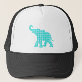 Boné Padrão de Turquesa de Arte Feliz e Elefante Modern