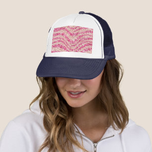 Boné Padrão de Zebra com Brilho Rosa Menina