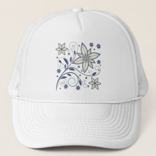 Boné Padrão Floral Azul do Marinho Elegante