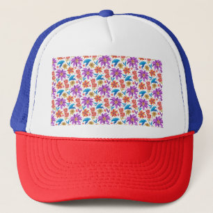 Boné Padrão Floral Exótico Colorido Desenhado à Mão-707