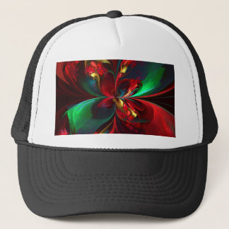 Boné Padrão Verde Vermelho Abstrato Floral Moderno #11