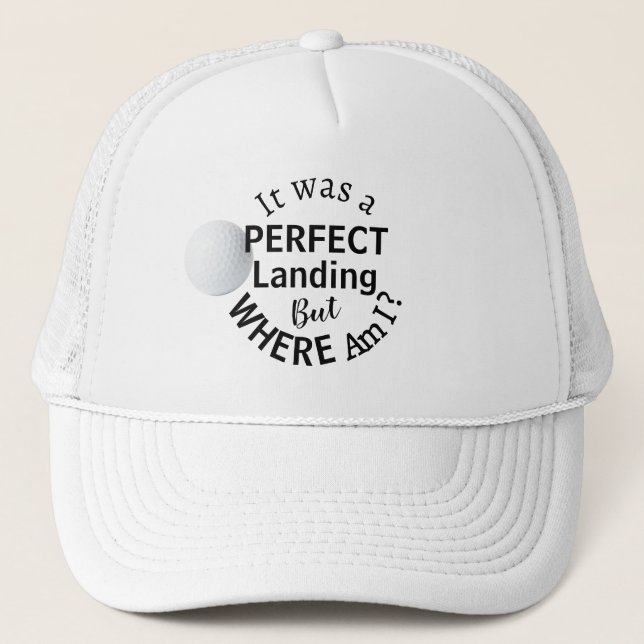 Boné Pai Engraçado Golf Humor Moderna Típografia Negra  (Frente)