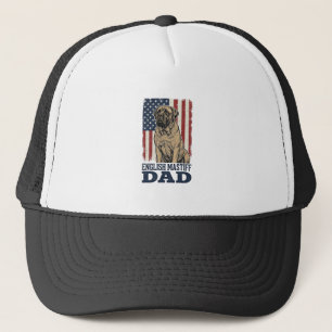 Boné Pai Mastim Inglês Patriótico Design de Cachorro Vi