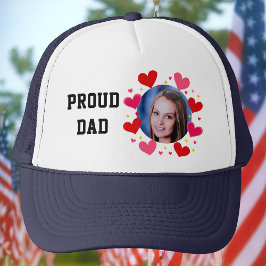 Boné Pai Orgulhoso Foto Personalizada Texto Corações Pe