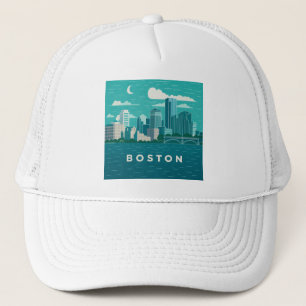 Boné Paisagem Noturna da Cidade de Massachusetts Cida