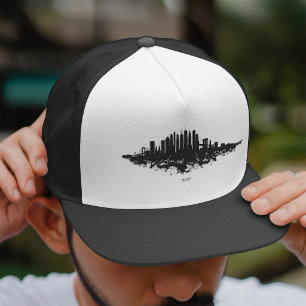 Boné Paisagem Urbana de Nova York em Aquarela Preto e B